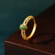 Auspicious Cloud Cyan Jade Luck Ring