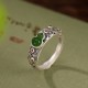 925 Silver Red Agate Cyan Jade Gourd Ring