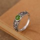925 Silver Hetian Cyan Jade Harmony Ring