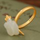 925 Sterling Silver Gold Rose Hetian Jade Happiness Ring 925 Sterling Silver Gold Rose Hetian Jade Happiness Ring