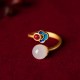 White Jade Auspicious Cloud Luck Ring