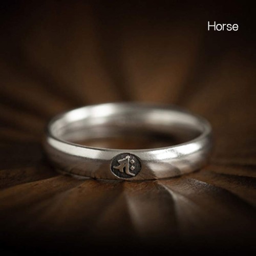925 Sterling Silver Zodiac Buddha Blessing Couple Ring