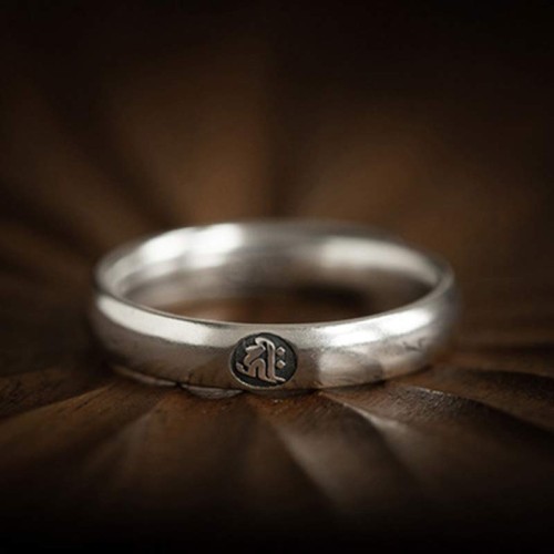 925 Sterling Silver Zodiac Buddha Blessing Couple Ring