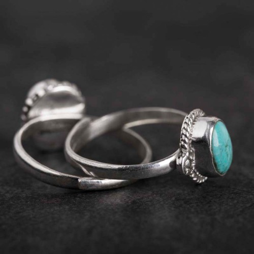 925 Sterling Silver Turquoise Love Ring