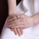 925 Silver Hetian Cyan Jade Harmony Ring