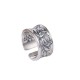 999 Silver Lotus Heart Sutra Protection Ring