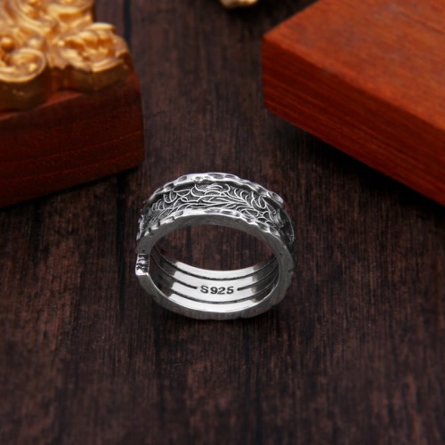 925 Silver Retro Tang Dynasty Adjustable Luck Ring