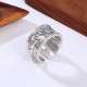 999 Silver Lotus Heart Sutra Protection Ring