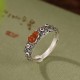 925 Silver Red Agate Cyan Jade Gourd Ring