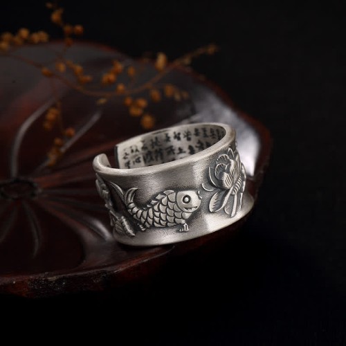 999 Silver Koi Fish Lotus Wealth Ring 999 Silver Koi Fish Lotus Wealth Ring
