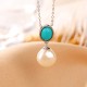 925 Sterling Silver Pearl Turquoise Healing Necklace Set