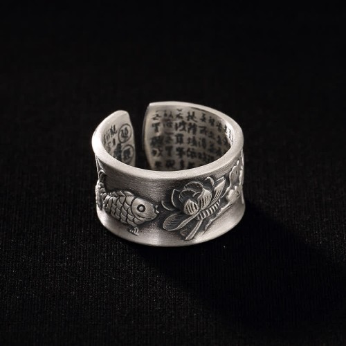 999 Silver Koi Fish Lotus Wealth Ring 999 Silver Koi Fish Lotus Wealth Ring