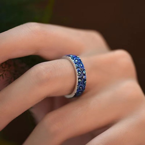 Blue Auspicious Clouds Copper Healing Ring Blue Auspicious Clouds Copper Healing Ring