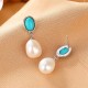 925 Sterling Silver Pearl Turquoise Healing Necklace Set