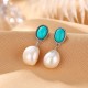 925 Sterling Silver Pearl Turquoise Healing Necklace Set