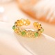 925 Sterling Silver Gold Braided Cyan Jade Ring