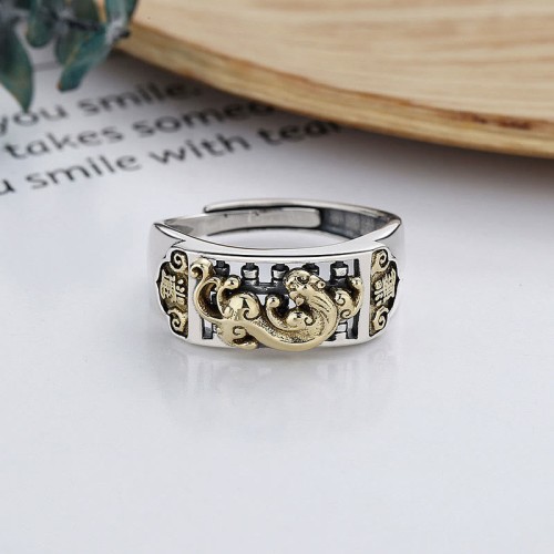925 Silver PiXiu Luck & Wealth Adjustable Ring