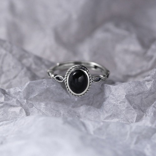 925 Sterling Silver Black Onyx Fortune Ring 925 Sterling Silver Black Onyx Fortune Ring